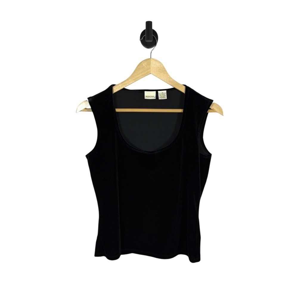 VINTAGE Merona Women’s Scoop Neck Velvet Top Whimsigoth Black Size M